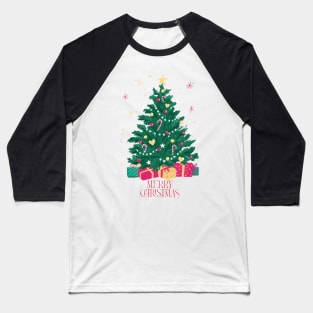 Merry Christmas Tree with gift Baseball T-Shirt